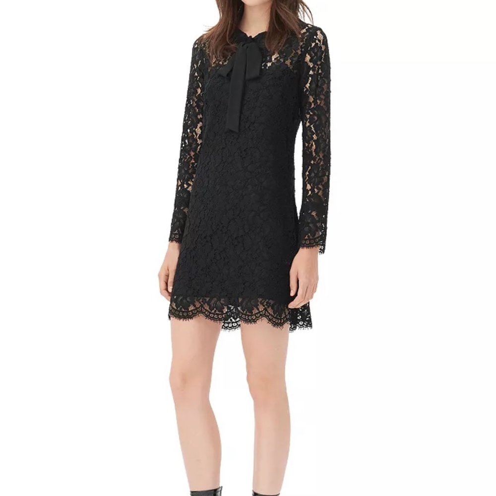 Sandro Raoule Black Lace Dress Long Sleeve